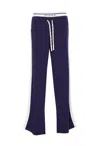 Pinko High Waist Elastic Waistband Trousers With Side Stripes In Blue