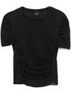 Pinko Martello Semi-sheer Ruched Top In Black