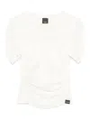 Pinko Ruched-detailing Crew Neck T-shirt In White