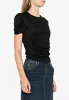 Pinko Martello Semi-sheer Ruched Top In Black