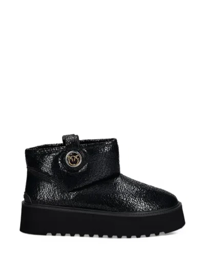 Pinko Martina 08 Cracked-effect Platform Boots In Black