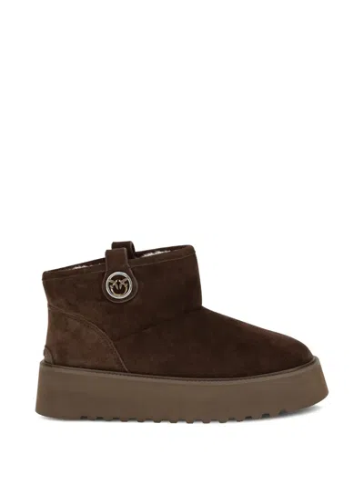Pinko Martina 08 Suede Ankle Boots In Brown