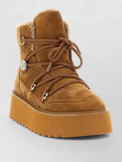 Pinko Martina Lace Up Platform Ankle Boots In Brown