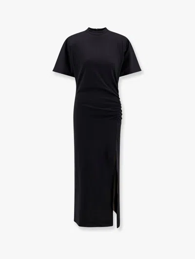 Pinko Jersey Long Dress With Padded Shoulders In Black