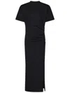 Pinko Long T-shirt Dress With Padded Shoulders In Black