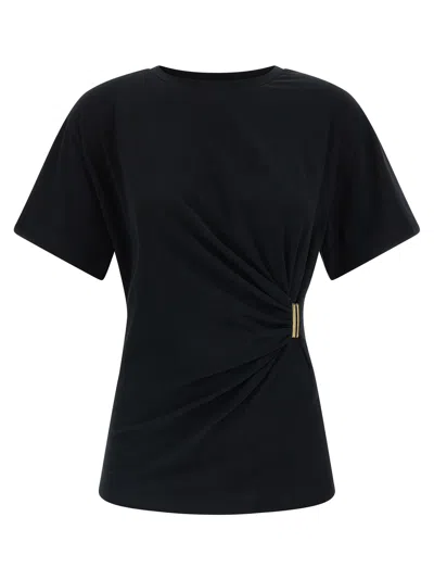 Pinko T-shirt Con Drappeggio Nero Limousine In Black