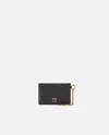 Pinko Matelassé Leather Card Holder With Chain In Nero-antique Gold