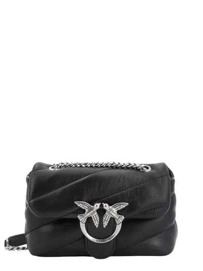 Pinko Matelassé Leather Shoulder Bag With Iconic Love Birds Buckle