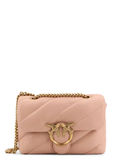 Pinko Matelassé Leather Shoulder Bag With Iconic Love Birds Buckle