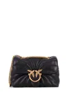 Pinko Matelassé Leather Shoulder Bag With Love Birds Buckle