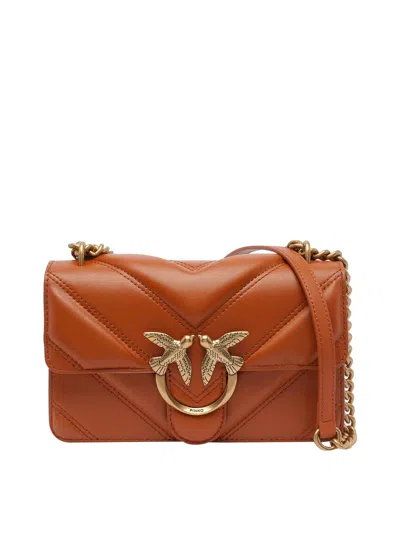 Pinko Mattone Mini Love One Crossbody Bag In Marrón