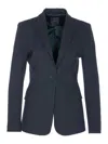 Pinko Tailored Jacket With Flap Pockets And Notched Lapels In Blue