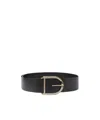 Pinko Leather And Nappa Leather Belt With Maxi Buckle In Black