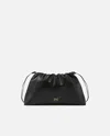 Pinko Maxi Clutch With Soft Calfskin Shoulder Strap In Black