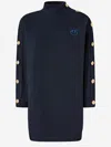 Pinko Button-detailed High-neck Mini Dress In Blue