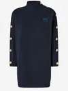 Pinko Maxi Cotton Sweater With Buttons In Blue