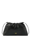 Pinko Maxi Drawstring Logo Clutch Bag In Black
