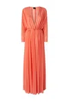 Pinko Orange Long Dress With Deep V-neck And Cut-out On The Back In Brown