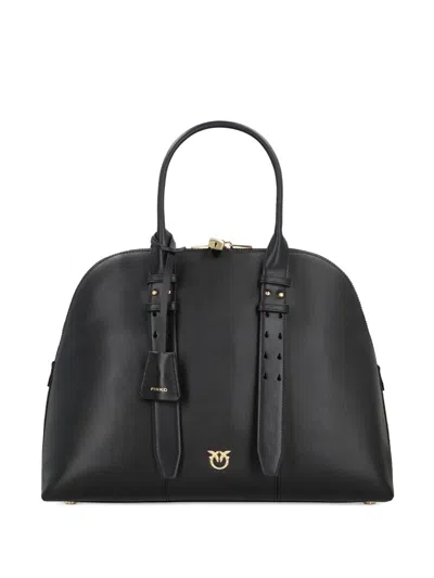 Pinko Escape Bag Maxi Leather Bowling Bag In Black