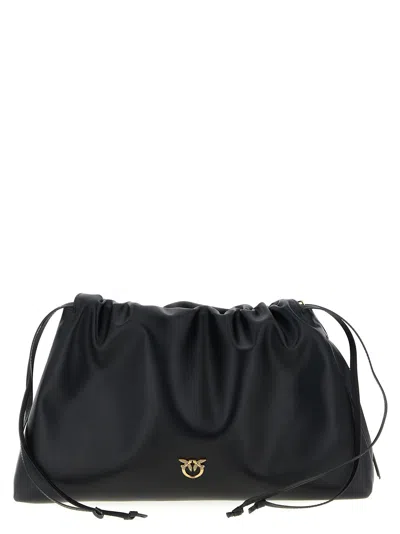 Pinko Maxi Leather Clutch In Black