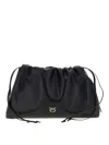 Pinko Maxi Clutch With Soft Calfskin Shoulder Strap In Black