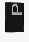 Pinko Maxi Logo Wool Scarf In Black