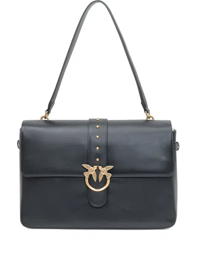 Pinko Maxi Love Studded Shoulder Bag In Black