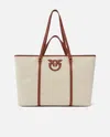 Pinko Maxi Shopper Bag In Recycled Canvas With Double Handles