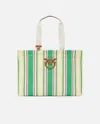Pinko Maxi Shoulder Bag In Striped Fabric