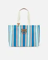 Pinko Maxi Shoulder Bag In Striped Fabric