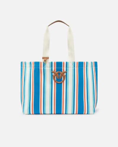 Pinko Maxi Shoulder Bag In Striped Fabric