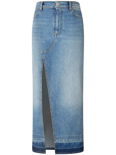 Pinko Maxi Skirt With Front Slit And Five Pockets In Lavaggio Chiaro