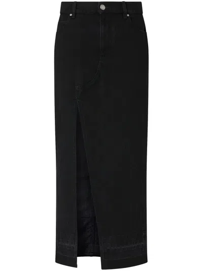 Pinko Maxi Skirt With Front Slit And Five Pockets In Nero Limousine