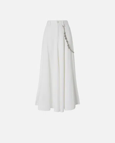 Pinko Maxi Skirt With Jewel Chain In Bianco Brill.