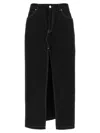 Pinko Slit-front Denim Skirt In Black