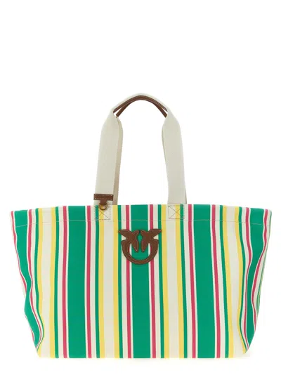 PINKO MAXI STRIPES SHOPPING BAG