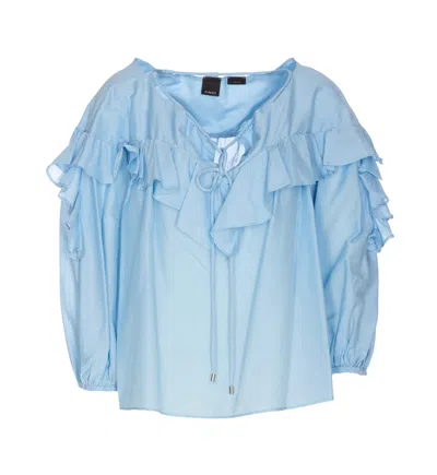 Pinko Maxi Voulant Blouse In Light Blue