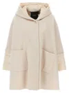 Pinko Short Cape Coat With Padded Down Jacket In Beige