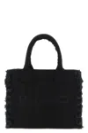 Pinko Frayed Lettering Medium Tote Bag In Black