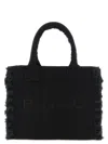 Pinko Frayed Lettering Medium Tote Bag In Black