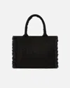 Pinko Frayed Lettering Medium Tote Bag In Black