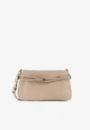 Pinko Medium Belted Leather Shoulder Bag In Neutral