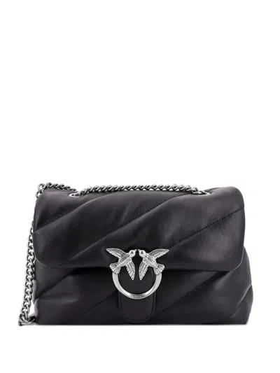 Pinko Love Puff Quilted Nappa Leather Crossbody Bag In Black