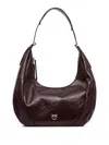 Pinko Medium Curved-shape Leather Shoulder Bag In Brown