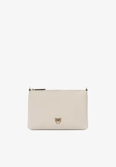 Pinko Medium Flat Love Clutch Bag In White