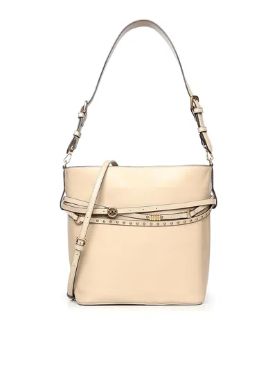 Pinko Medium Leather Bucket Belt Bag In Sand