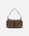 Pinko Rectangular Quilted Leather Shoulder Bag In Brown