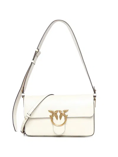 Pinko Medium Leather Cross Body Bag In White