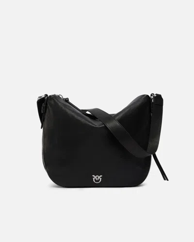 Pinko Medium Leather Hobo Bag With Love Birds Logo