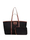 Pinko Cotton Handbag With Adjustable Strap And Dual Handles In Black